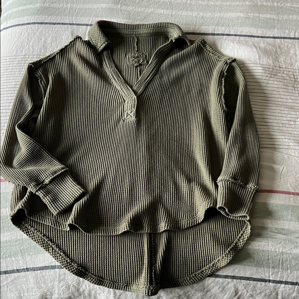 Aerie Sage Waffle Knit top